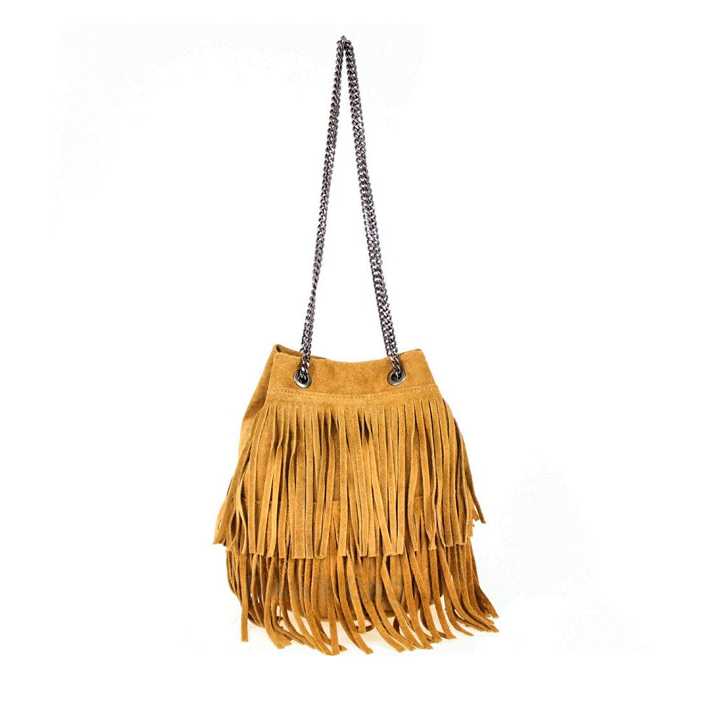 Frills and Thrills Suede Handbag