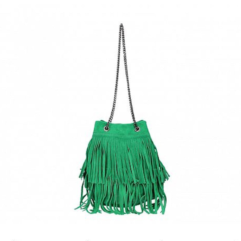 Frills and Thrills Suede Handbag