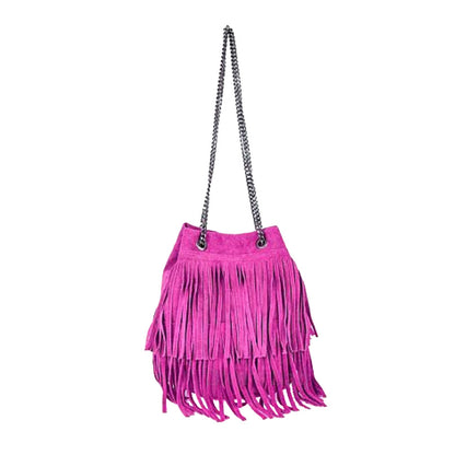 Frills and Thrills Suede Handbag