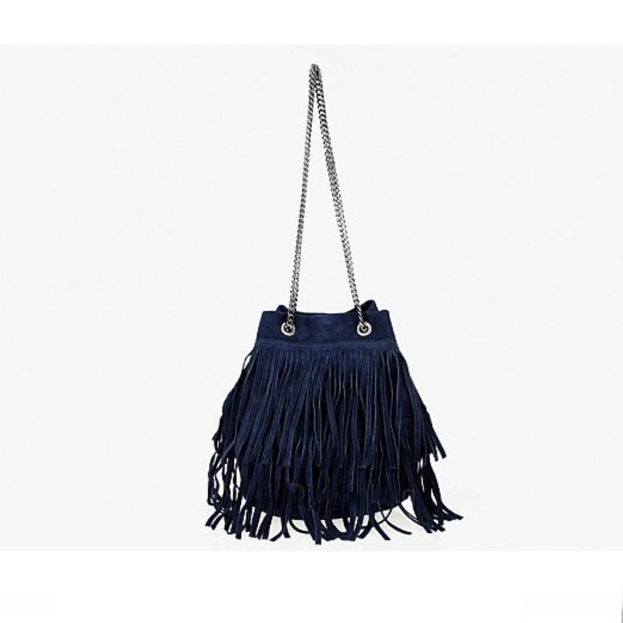 Frills and Thrills Suede Handbag